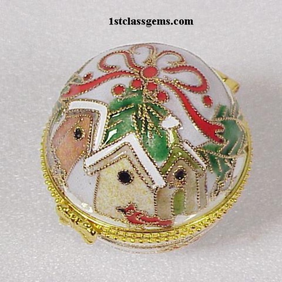 FINAL SALE PRICE NYCO International Cloisonne Mini Ball Box Ornament - Picture 2 of 4